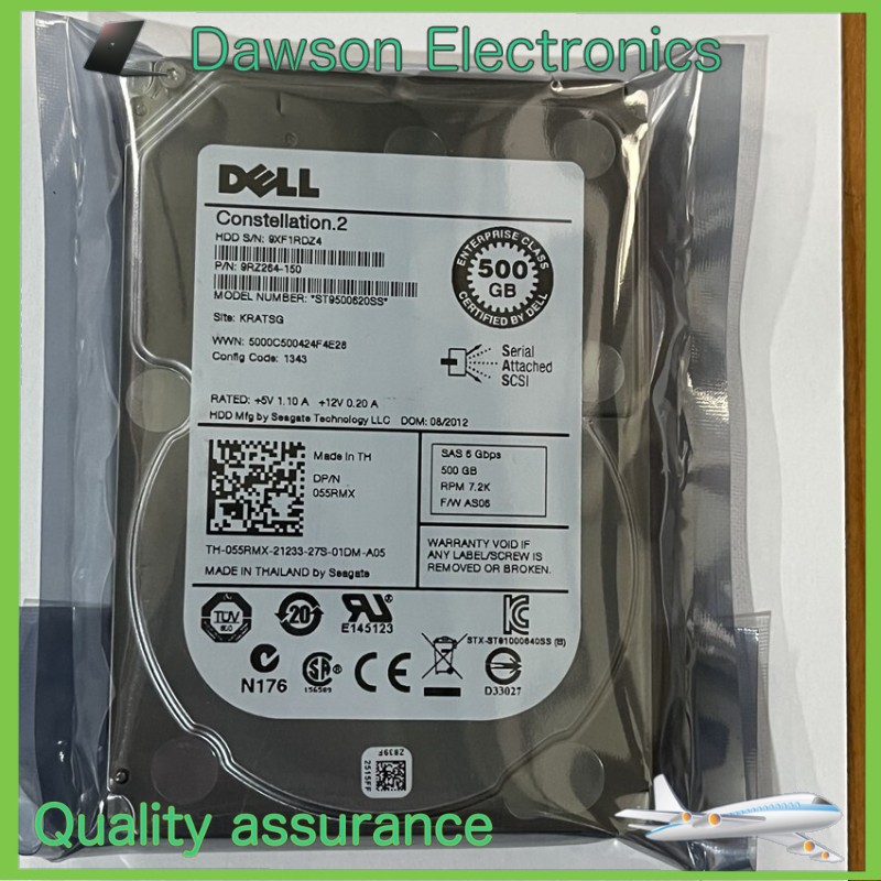 Dell ST9500620SS 055rmx 500GB 7.2K RPM 2.5" SAS 6GB/s Hard Drive