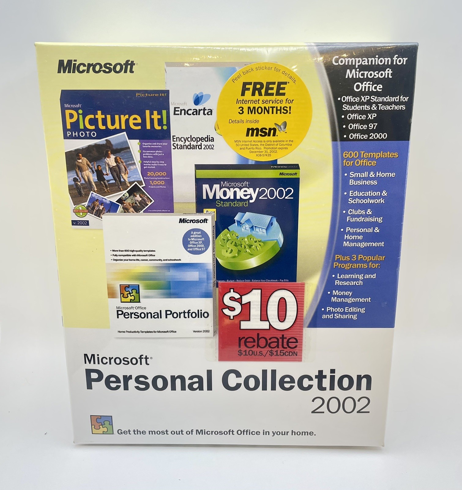 Microsoft Personal Collection 2002 Encarta, Money,Picture It,Office PP (SEALED)