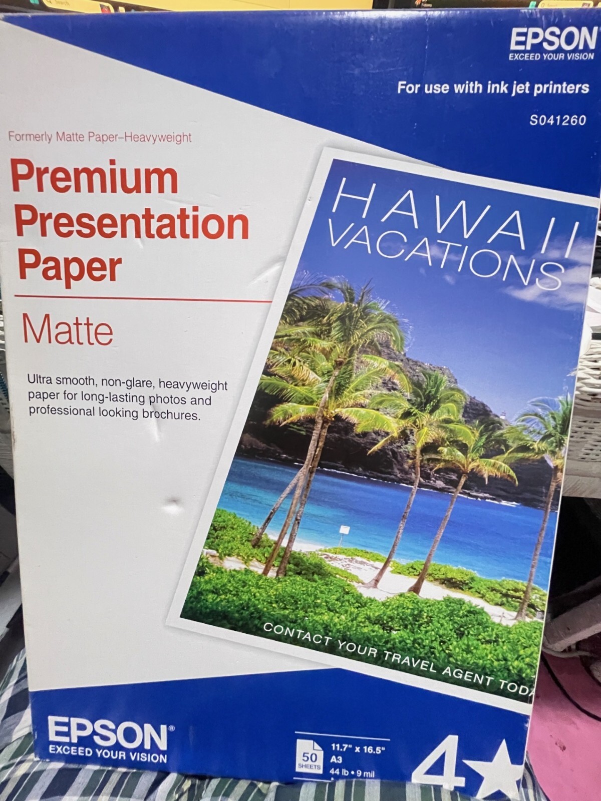 Epson S041260 Premium Matte 11.75" x 16.5" Pres. Paper - Bright WT (50/PK) New6B
