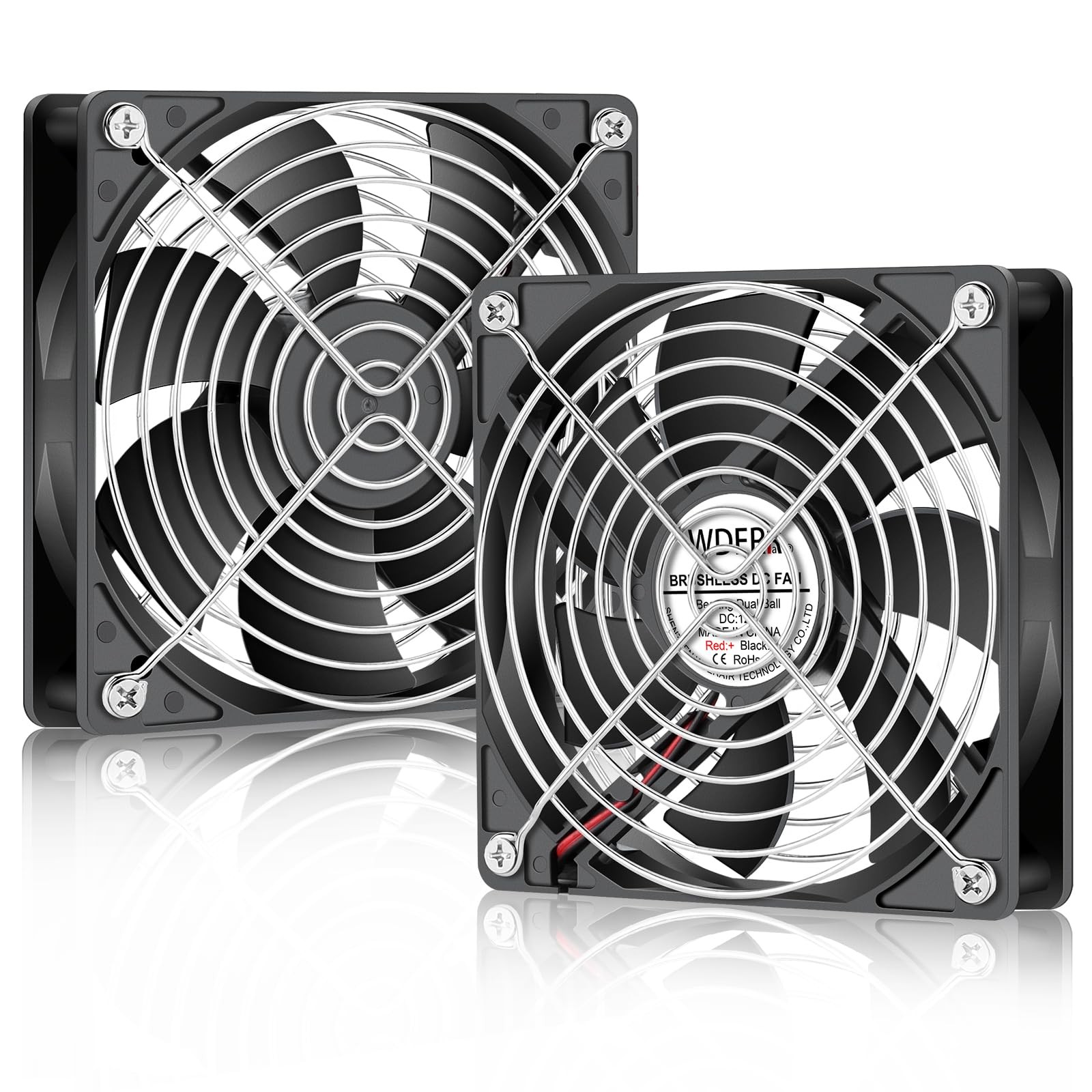 WDERAIR 120mm x 25mm 12V DC Computer Brushless 2Pin PC Case Cooling Fan 12025