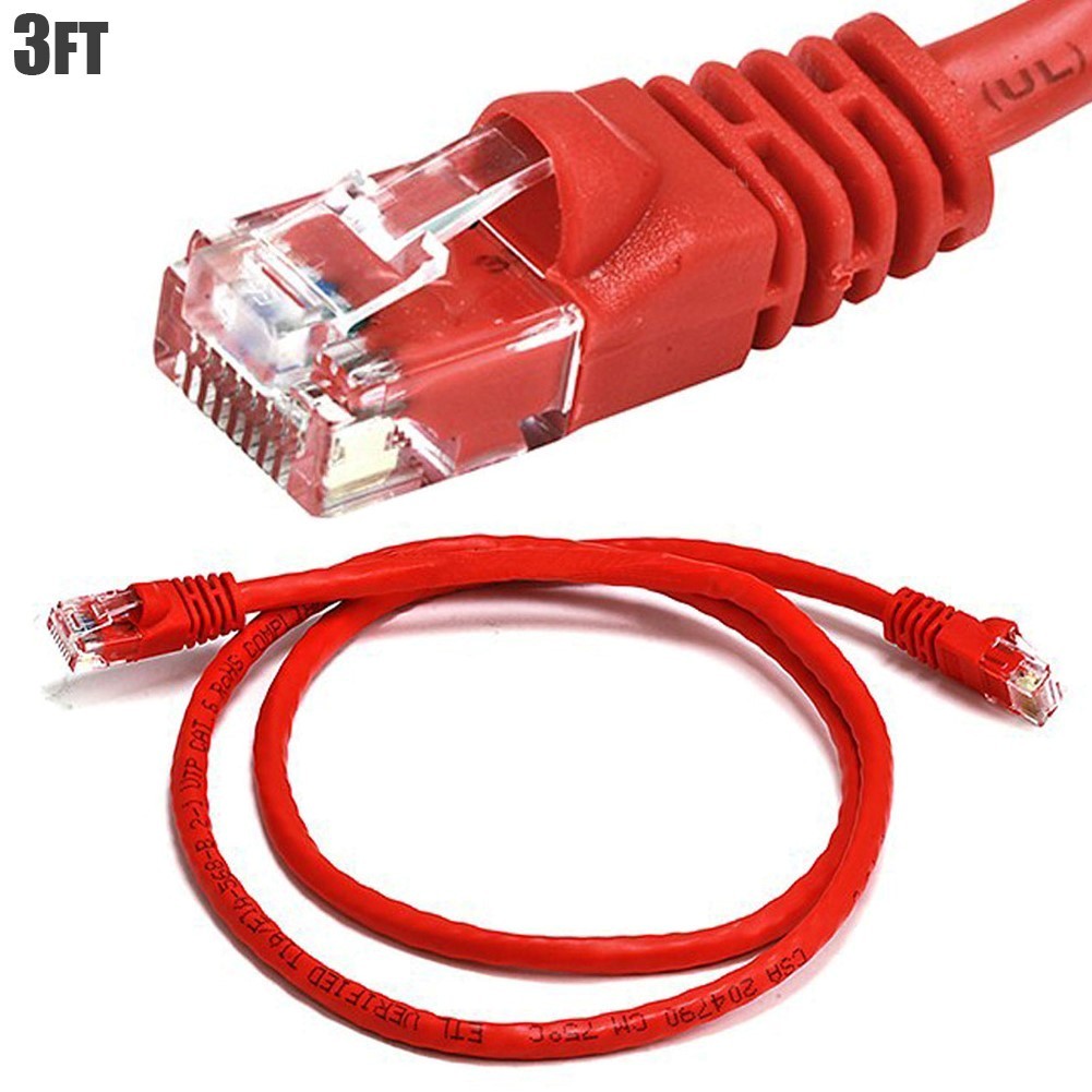 3FT CAT5e RJ45 Network LAN Ethernet Patch Cable UTP Copper Wire 24AWG Red