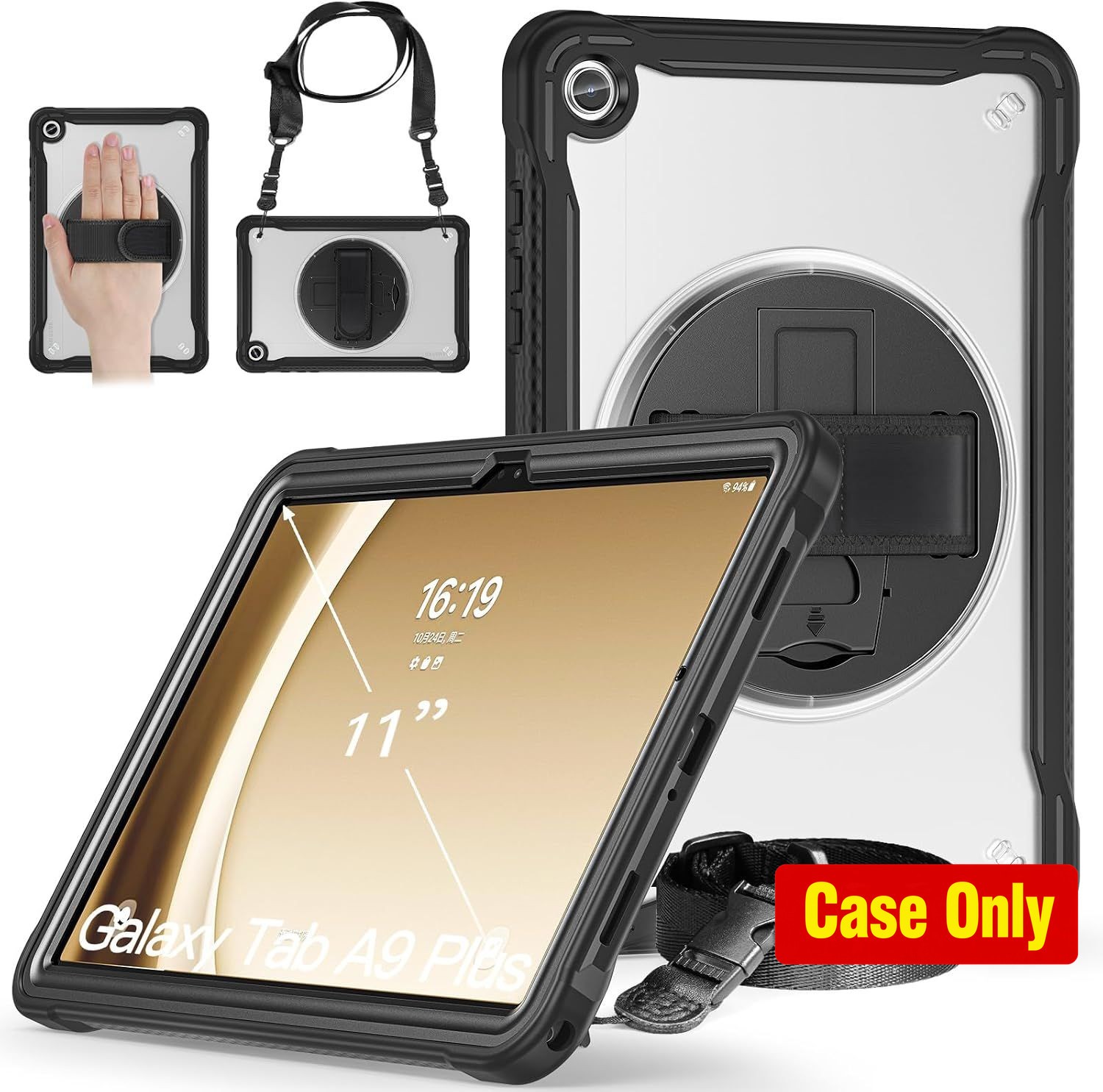 Slim Shockproof Clear Case for Samsung Galaxy Tab A9 Plus 11-inch 2023 with Stan