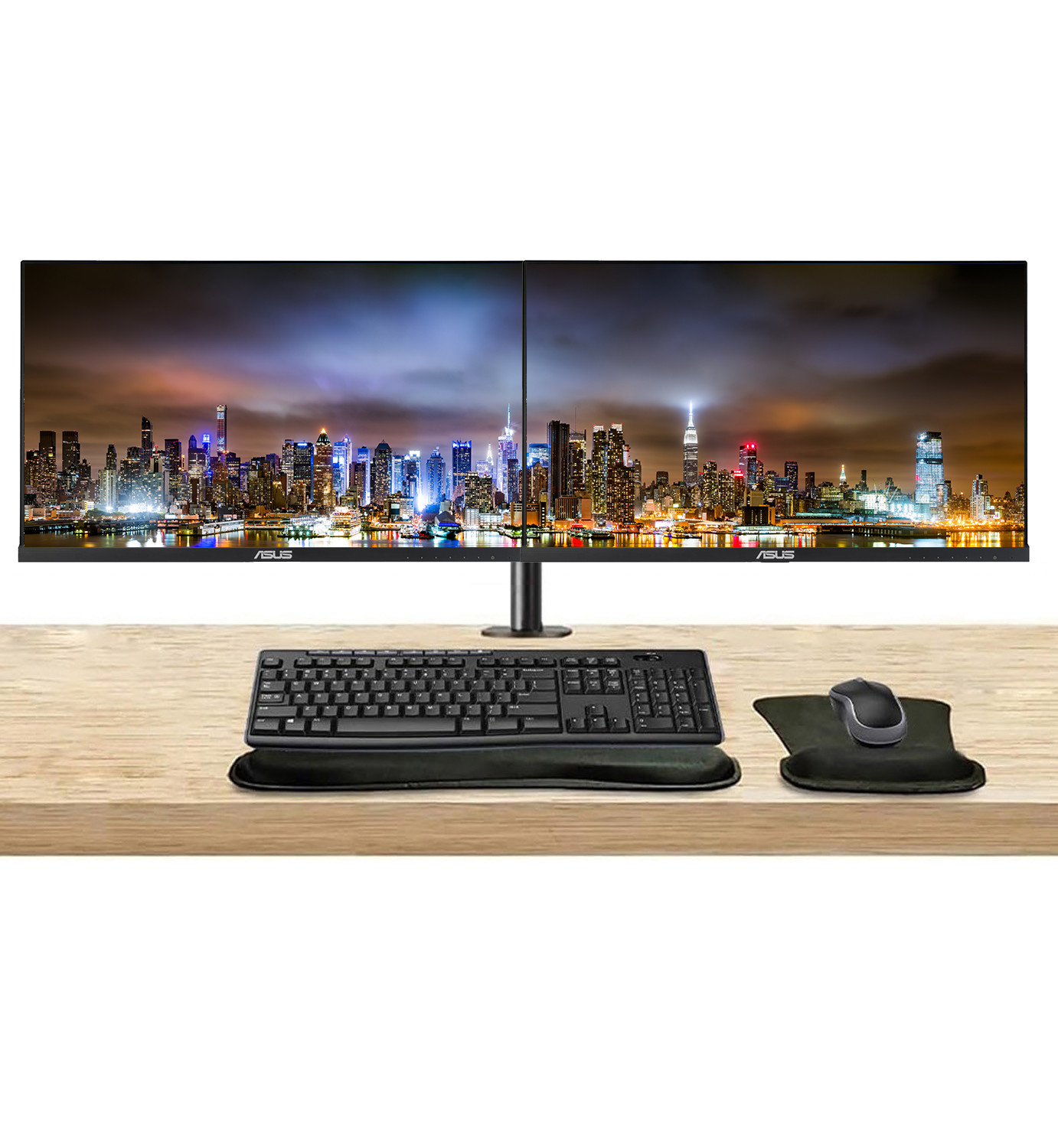 Asus VY249HF 24-inch FHD LCD Monitor, 2-Pack, Monitor Stand, Keyboard and Mouse