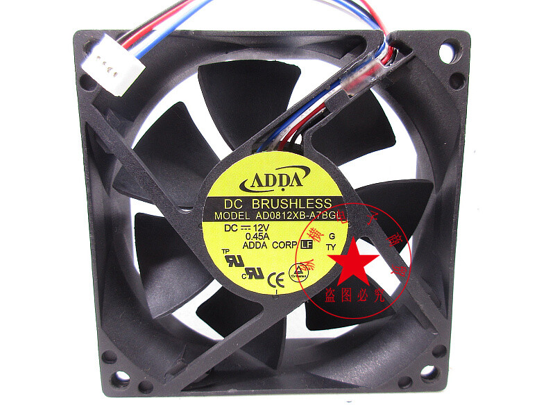  ADDA AD0812XB-A7BGL 12V 0.45A 8CM 4-wire double ball server cooling fan