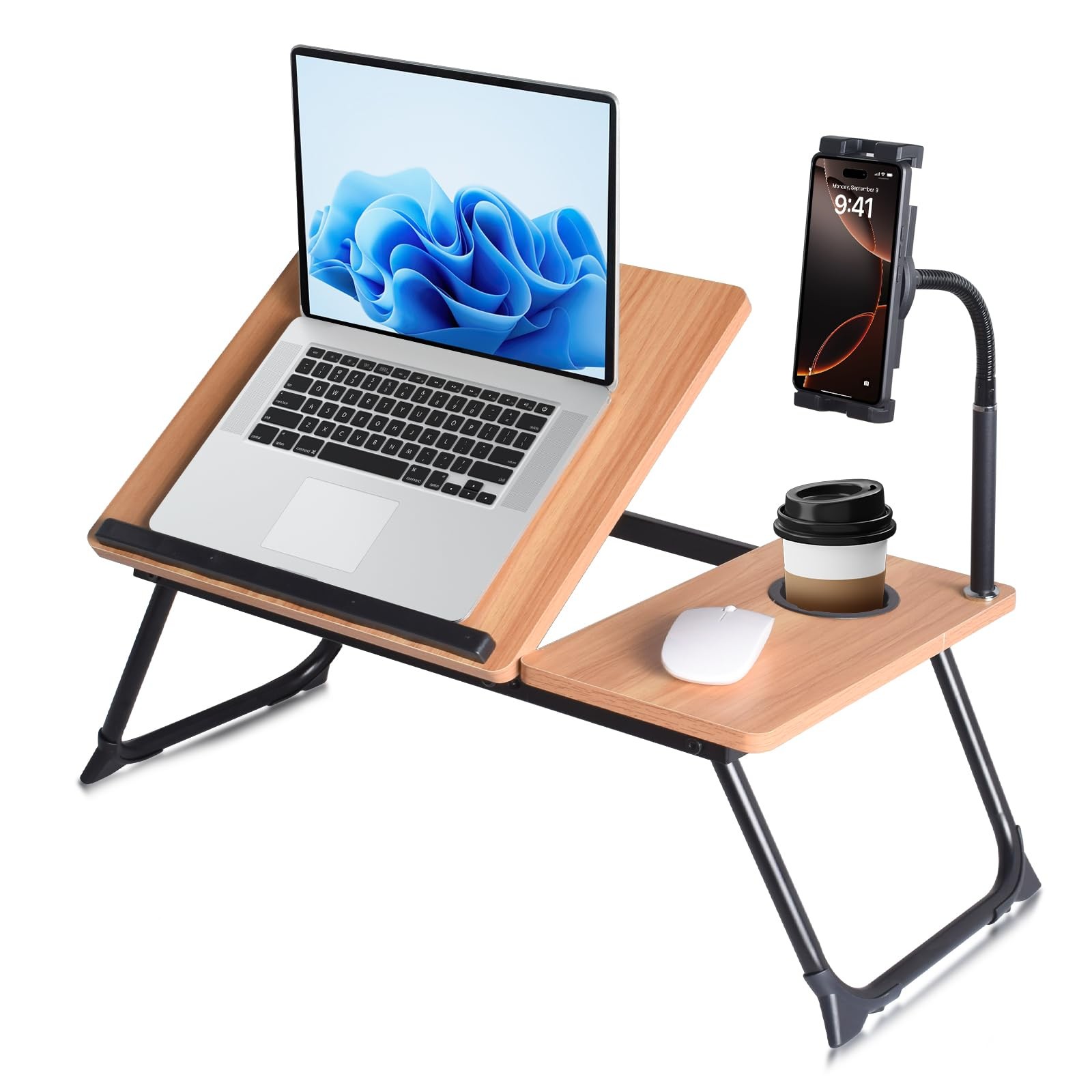 Lap Desk for Bed, Laptop Desk with Adjustable Tablet Stand, Sturdy Metal Fram...