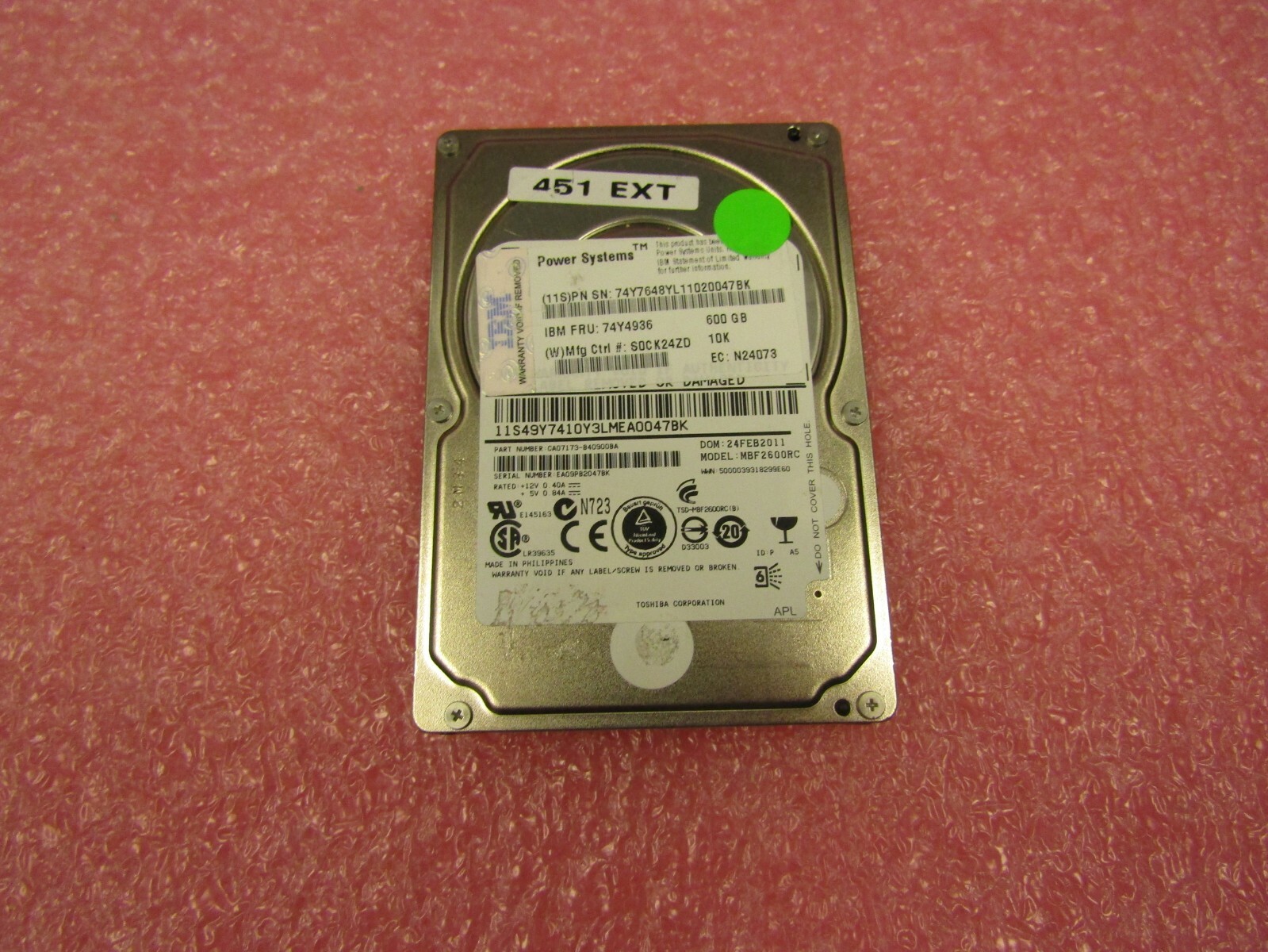 74Y4936 IBM 600GB 10K 2.5" SAS HDD