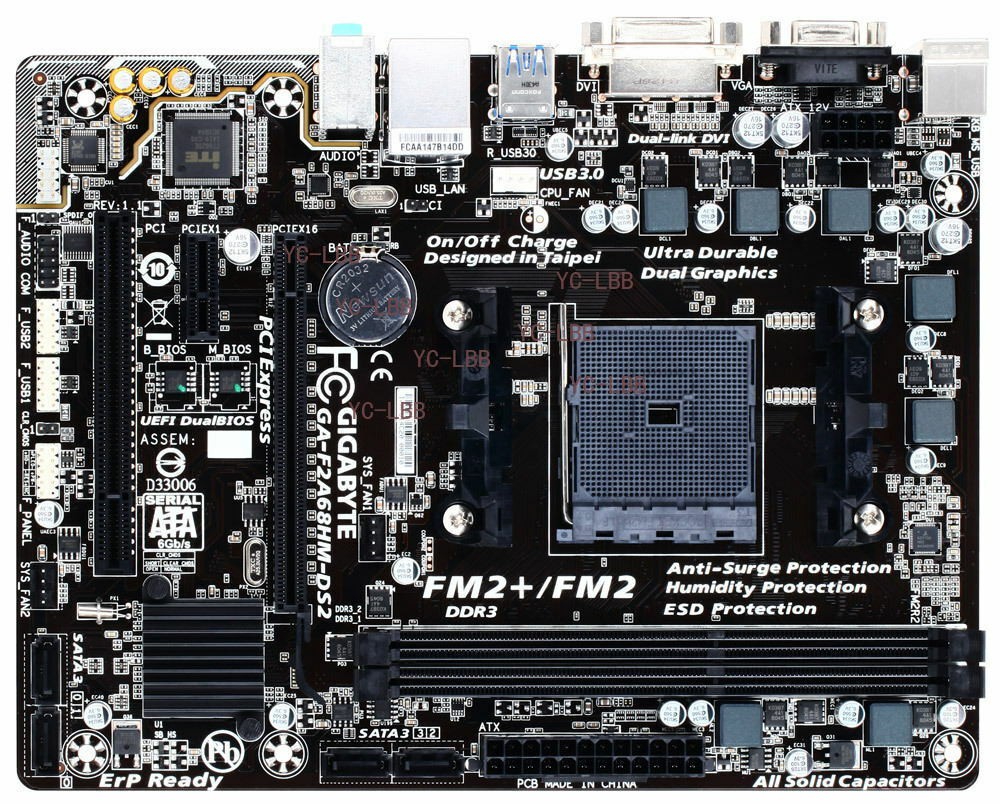 FOR GIGABYTE GA-F2A68HM-DS2 64G AMD DDR3 FM2+ M-ATX Motherbroad Test ok