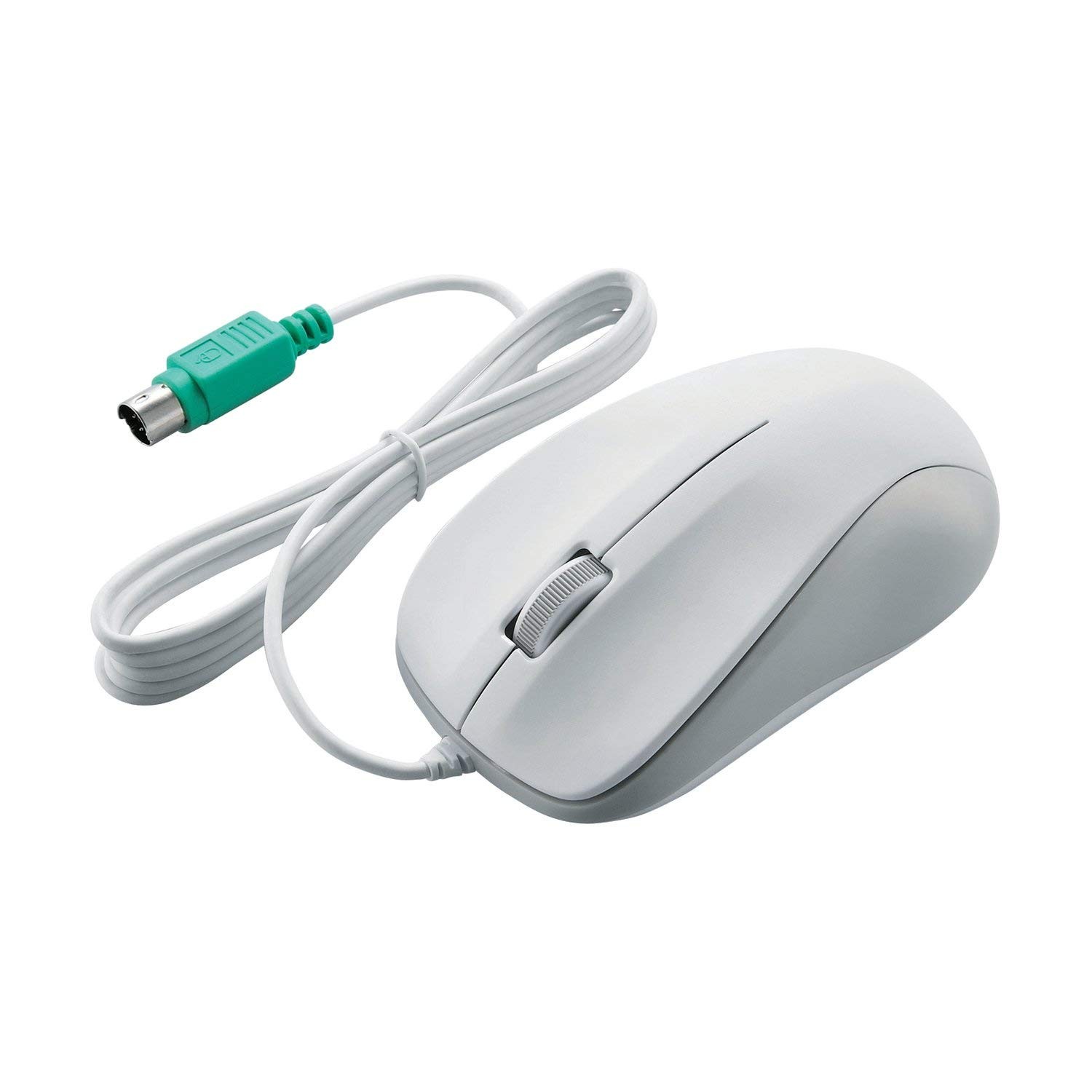 Elecom M-K6P2RWH/RS Wired Mouse, 3 Buttons, PS2 Optical, White, ROHS Compliant
