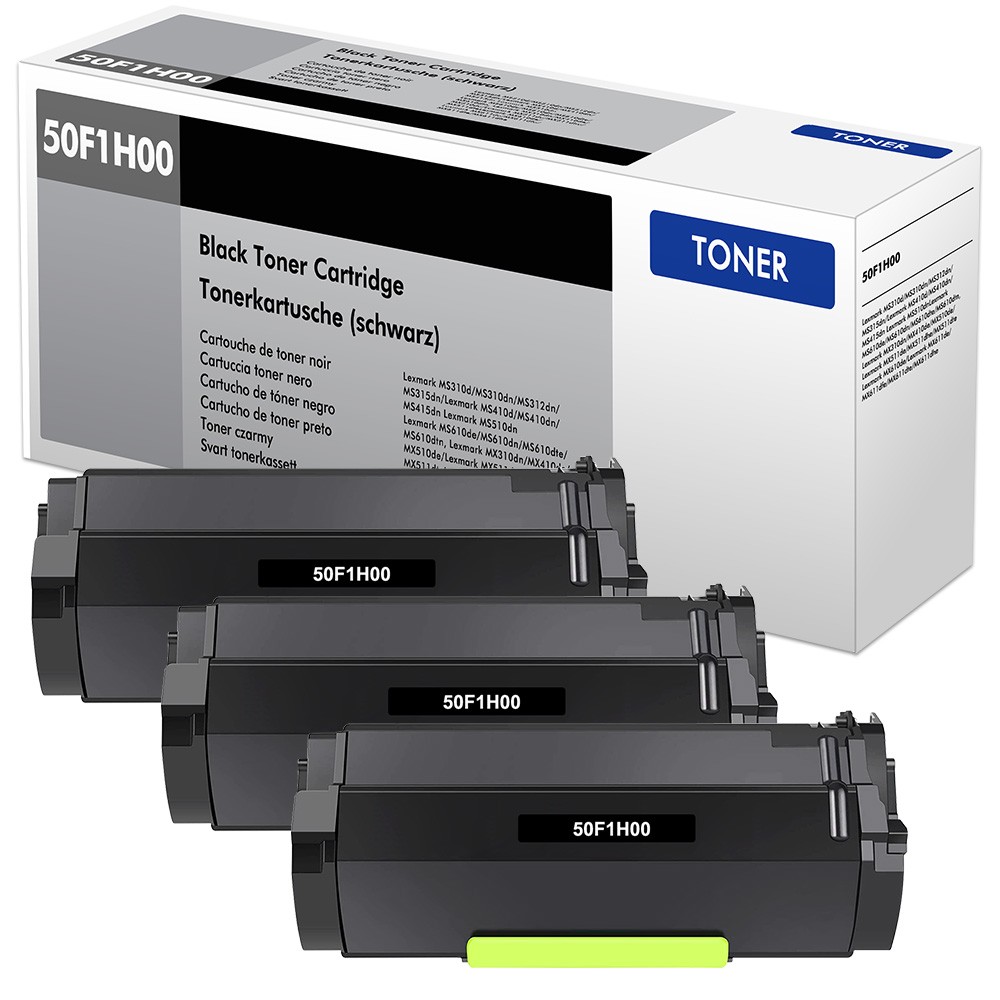 3pk Compatible High Yield Black Toner Printer Cartridge for Lexmark 501H 50F1H00