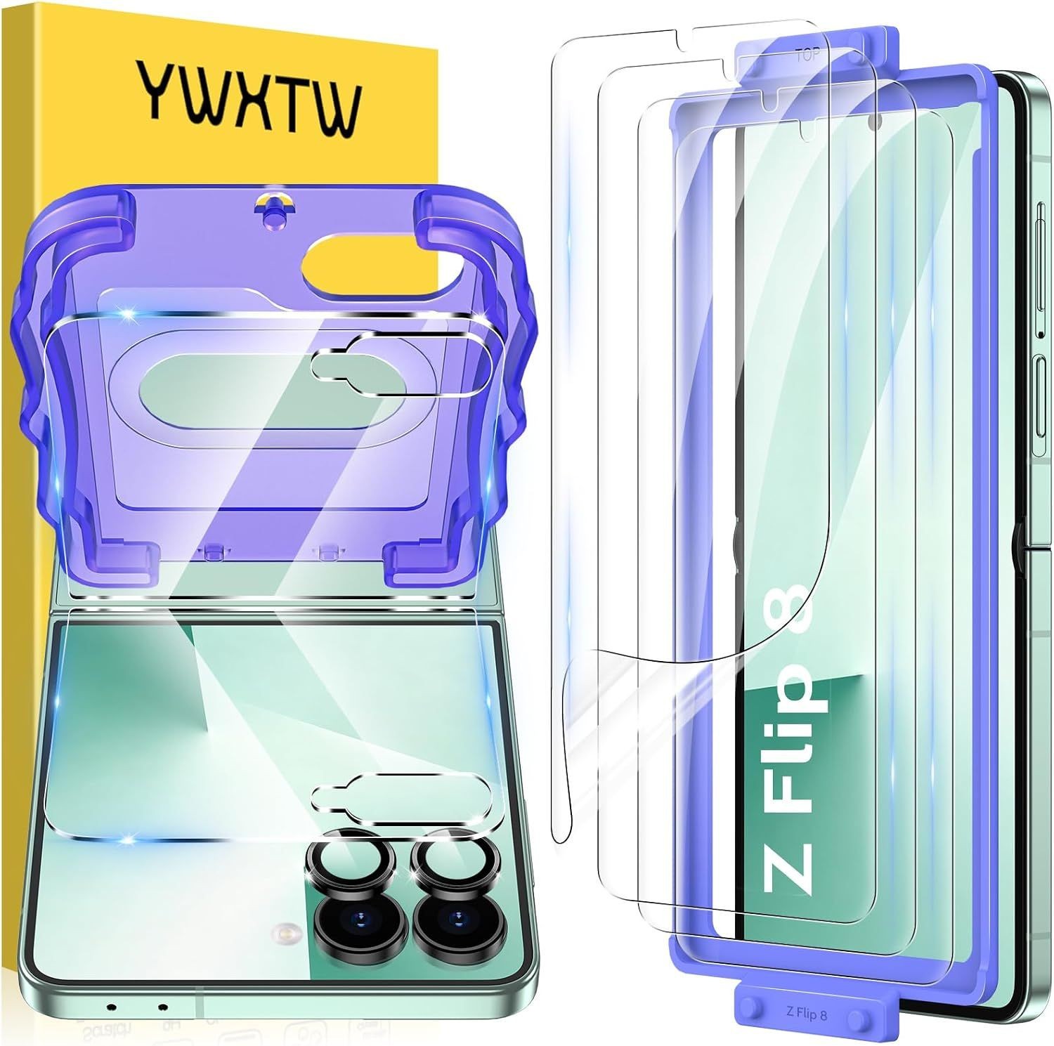 4Pcs Inner Soft EPU Film + 2Pcs Front Display Tempered Glass for Galaxy Z Flip 8