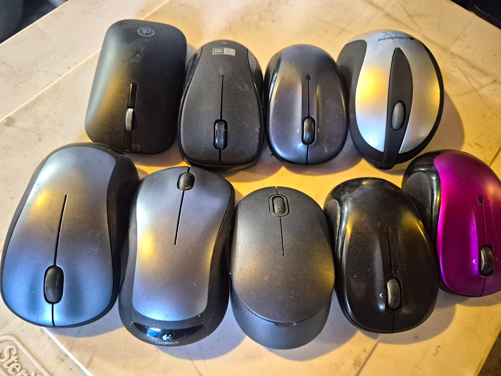 Logitech Lot of 10 Wireless Optical Mice Scroll Wheel 3-Button Multicolor