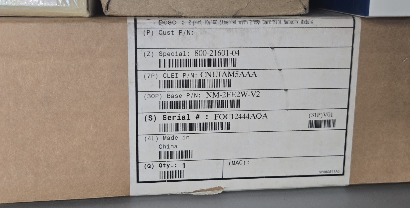 Cisco NM-2FE2W-V2 2-Port Fast Ethernet WAN 800-21601-04 New