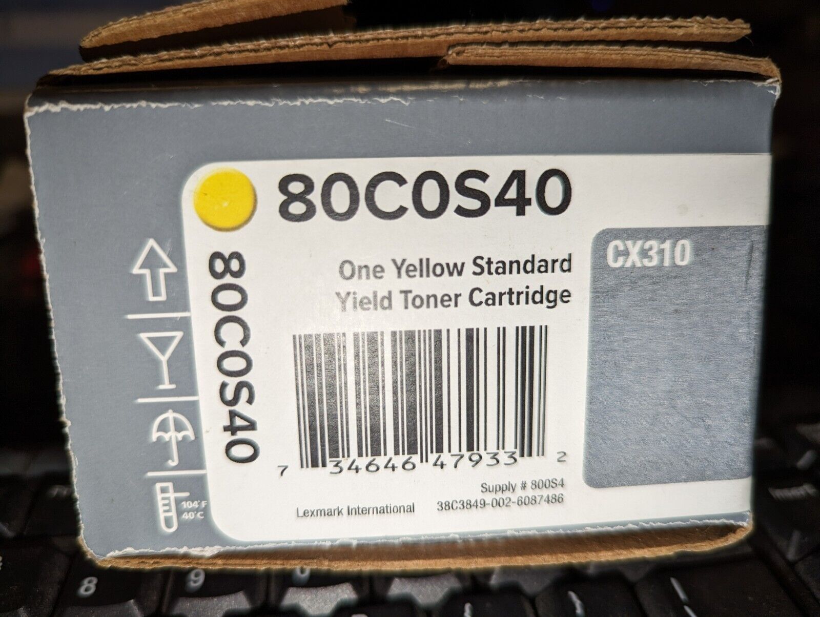 GENUINE LEXMARK Yellow TONER CARTRIDGE 801Y CX310 80C0S40 NEW OPEN BOX