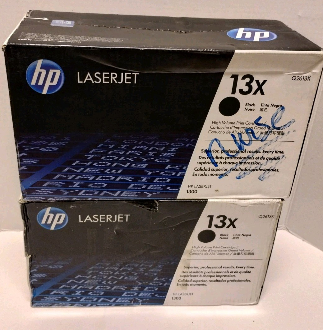 HP 13X Laser Cartridges New Black Packaging Opened Sealed Boxes (Lot of 2)