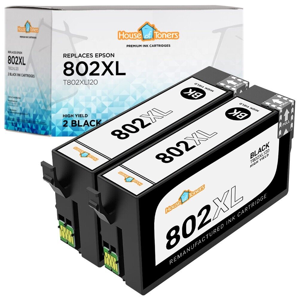 2PK T802XL Ink Cartridges for Epson Workforce Pro WF 4740 WF4734 WF 4730 WF 4720