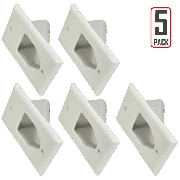 5x Single Gang Recessed Wall Plate Low Voltage HDMI Audio Video Cable Pass White