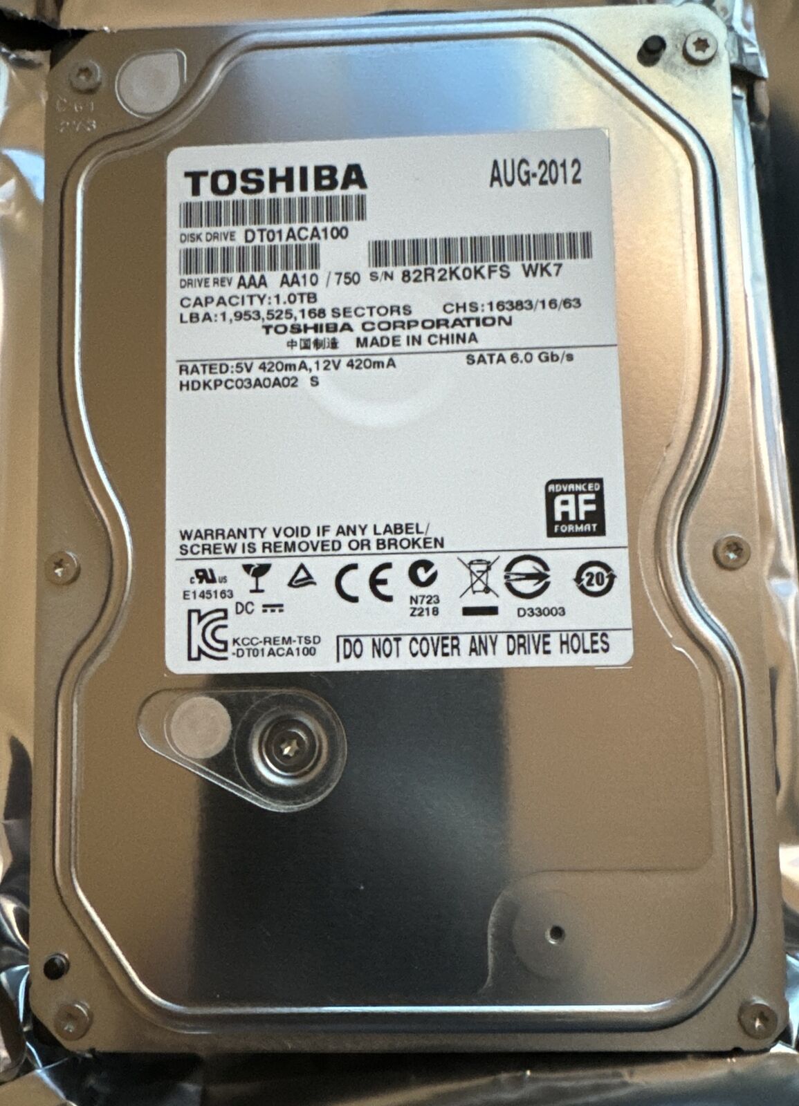 Toshiba 1000GB Internal 7200RPM 3.5
