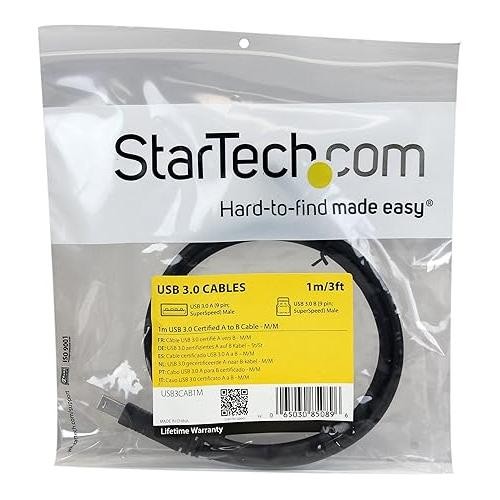 NEW StarTech.com 1m Certified SuperSpeed USB 3.0 A to B Cable - M/M