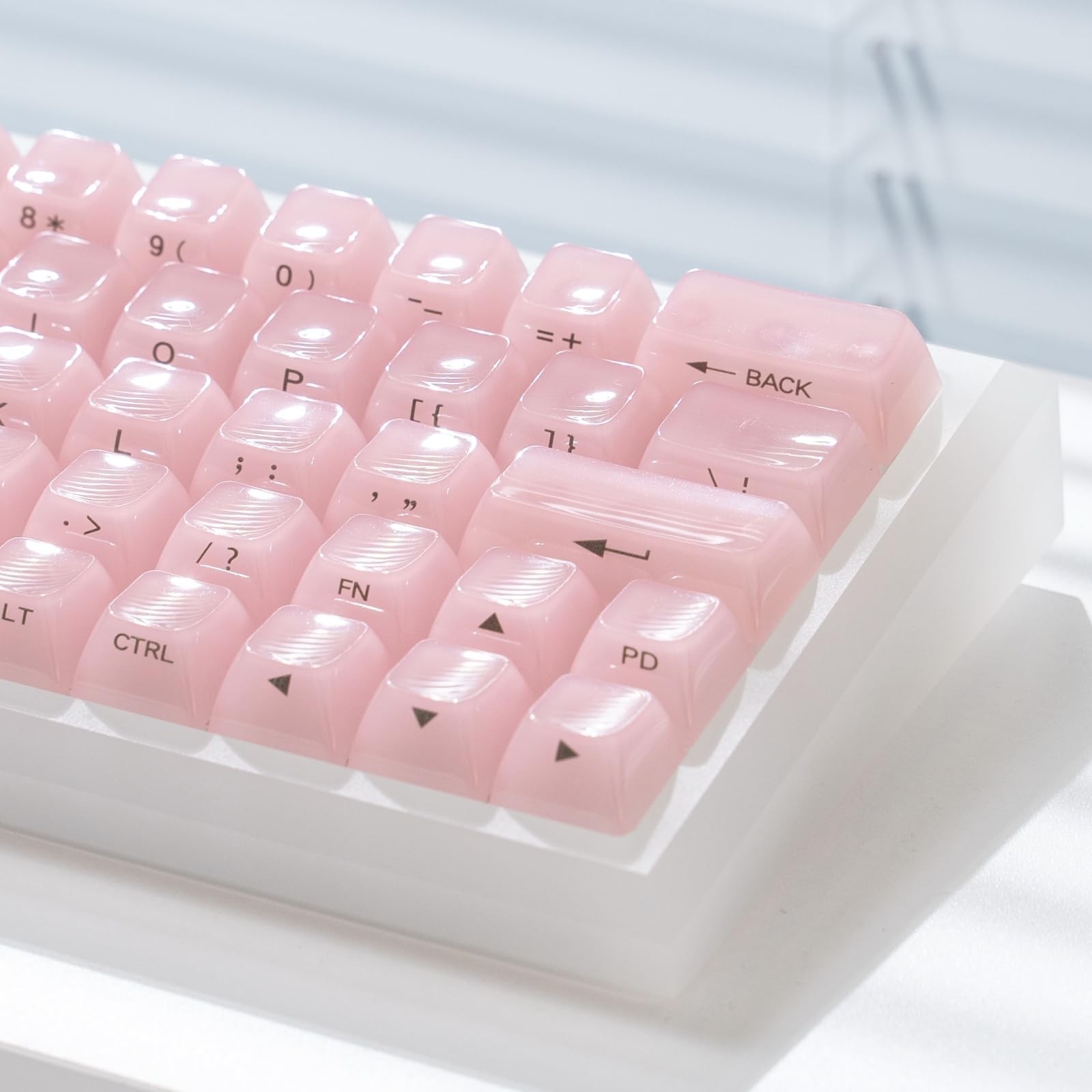 115 Keys Crystal Transparent Keycaps Pink PC MDA Profile For Cherry MX RGB