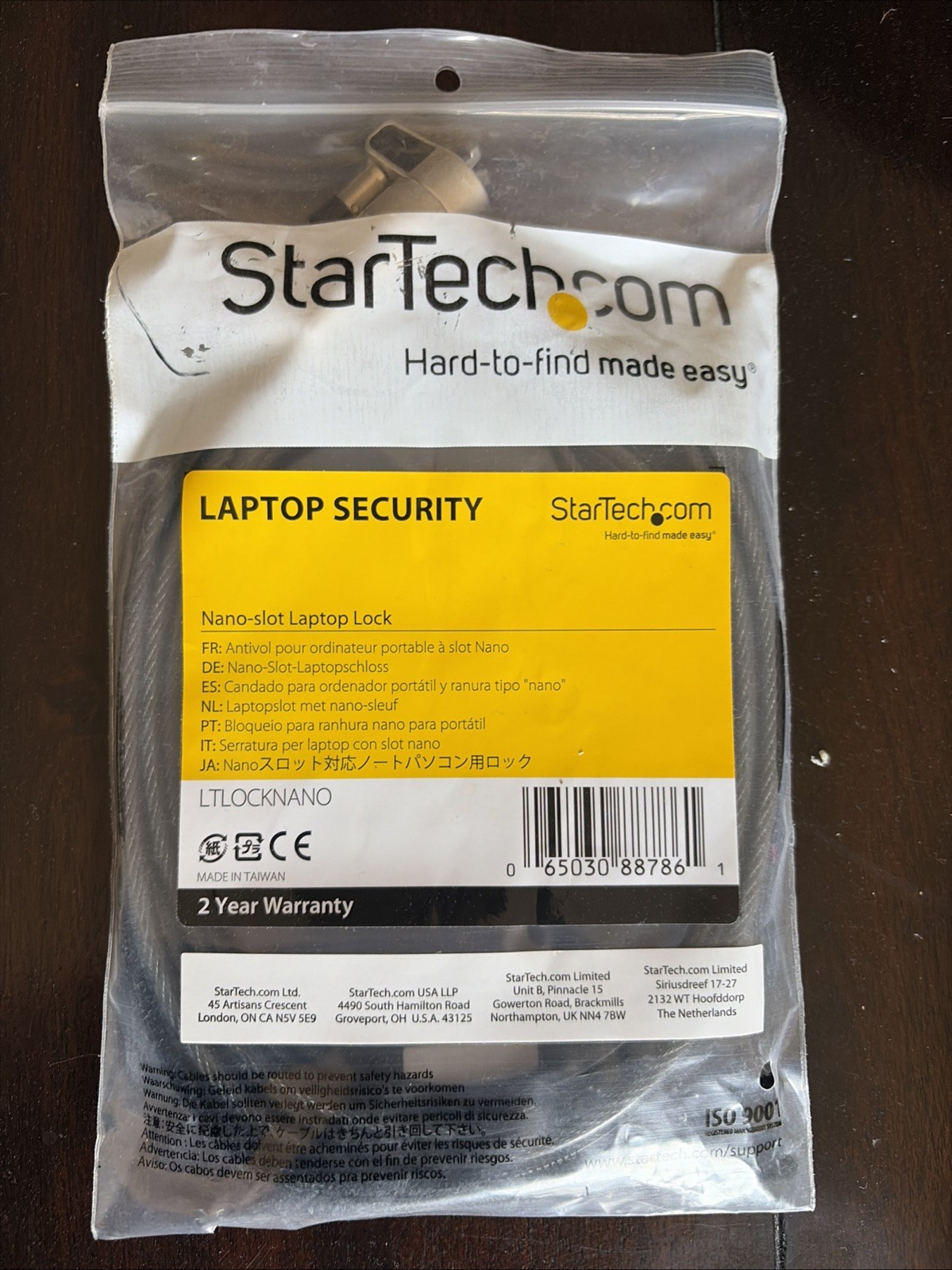 StarTech LTLOCKNANO 6ft Laptop Cable Lock for Nano Slot Computer/Tablet/Device-