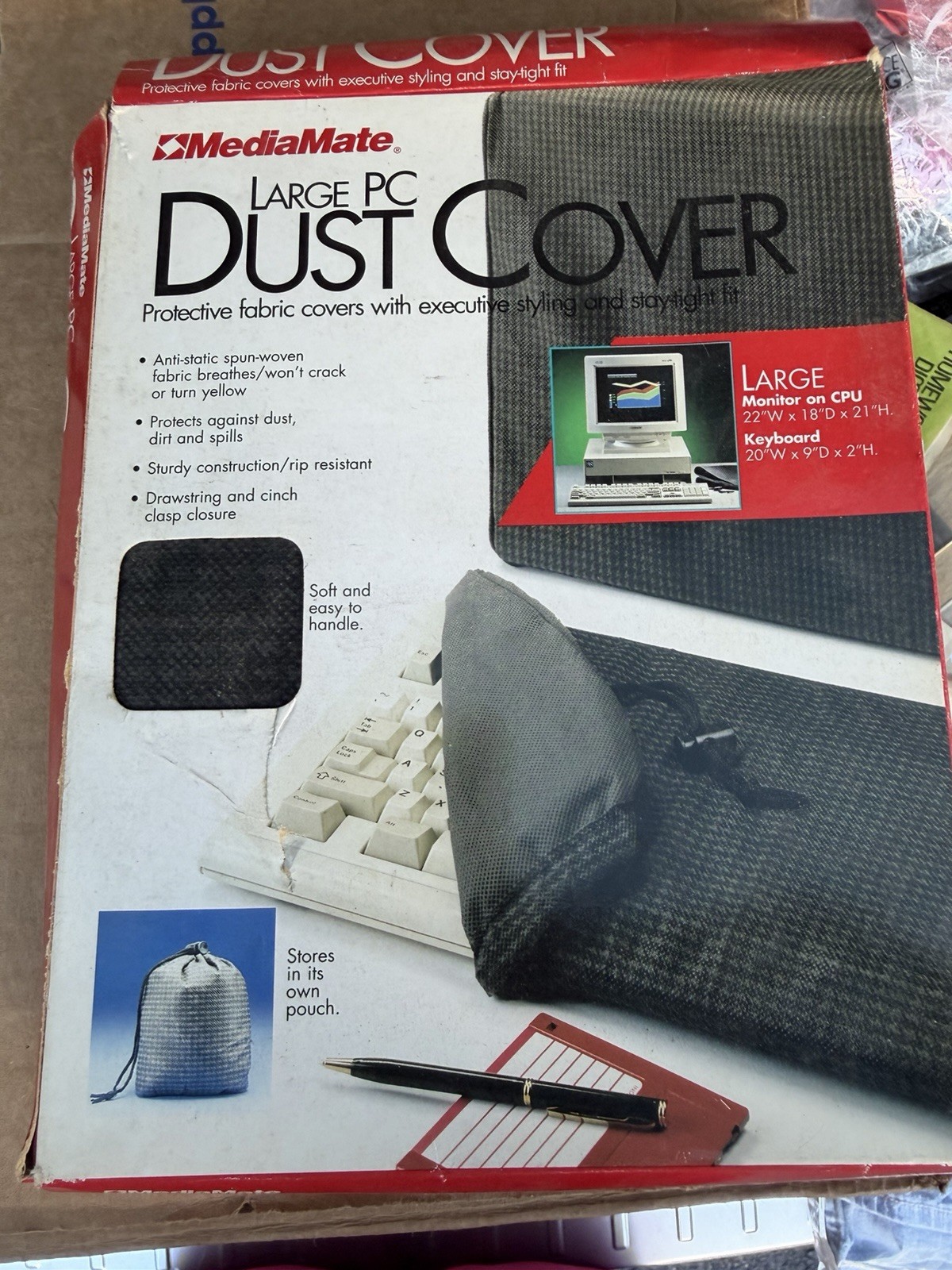Vtg Large PC Dust Cover Set -mediamate Complete for 15" or 17" Monitor NEW