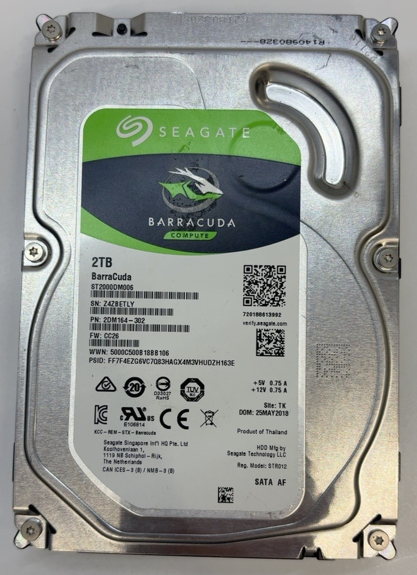 Seagate BarraCuda ST2000DM006 2TB 3.5" SATA Hard Drive HDD Tested Wiped t8e11