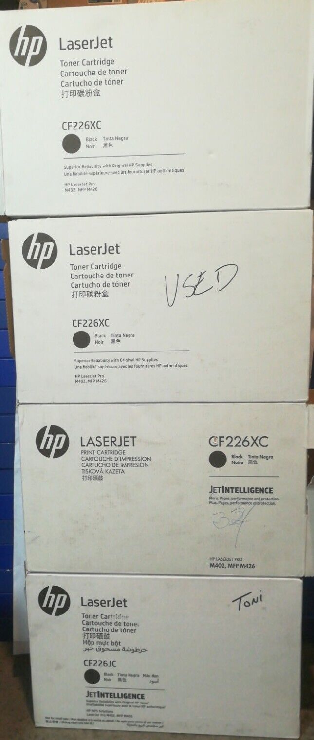 Lot of 4 Empty Virgin OEM HP CF226X 26X Black Toner Cartridges LaserJet Pro M402