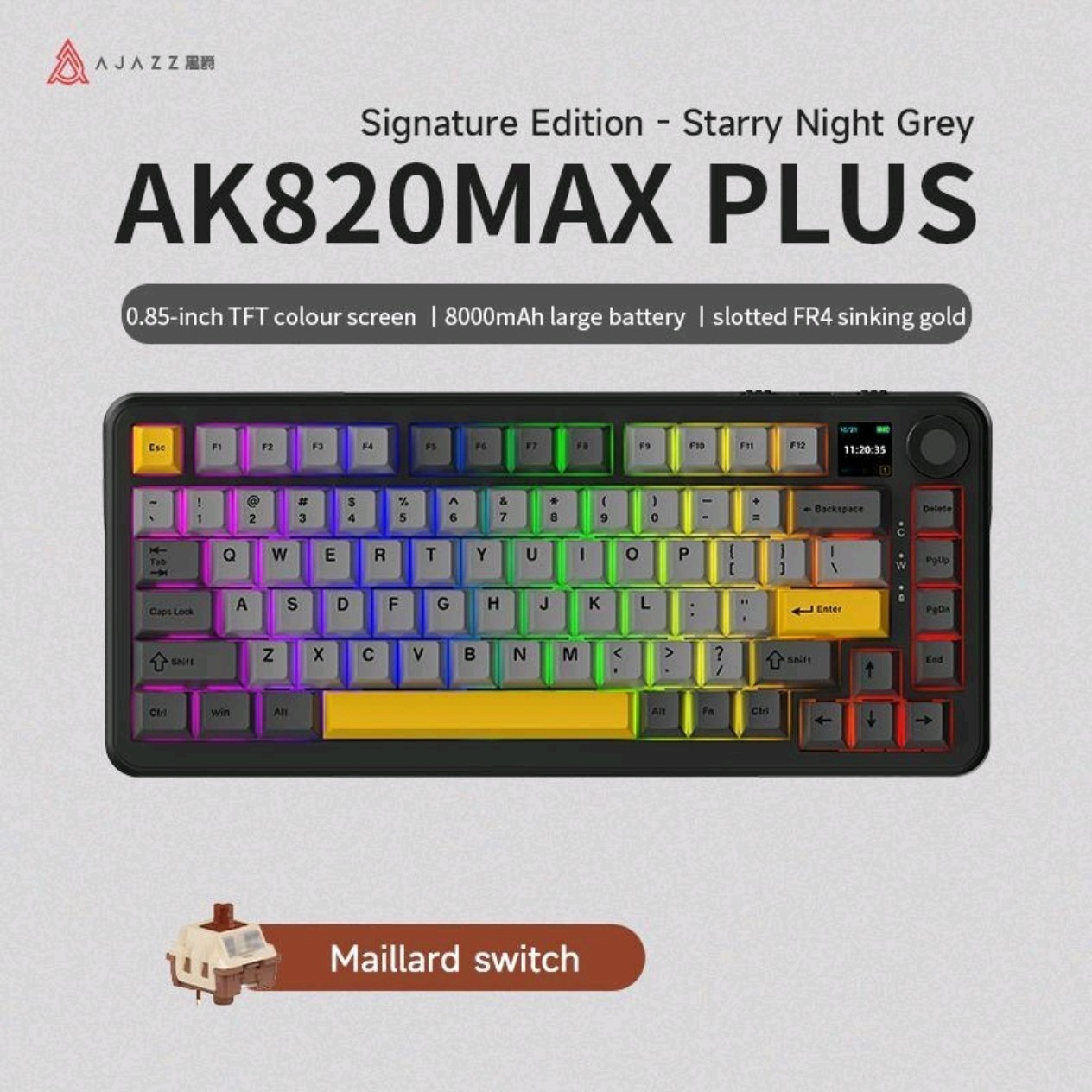 AJAZZ AK820MAX PLUS Mechanical Keyboard - RGB, TFT Display, Wireless