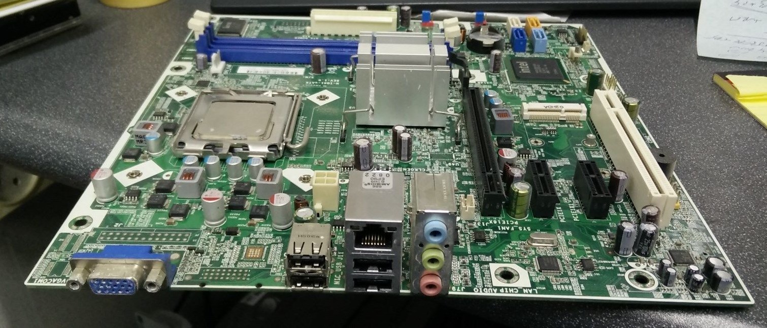 HP Compaq 582679-001 500B MT Motherboard w/Intel E5400 CPU, 2x2GB & NO I/O Plate