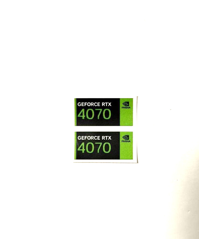2Pcs fits NVIDIA GEFORCE RTX 4070 Sticker  Label Decal Case Badge 24mm x 12mm