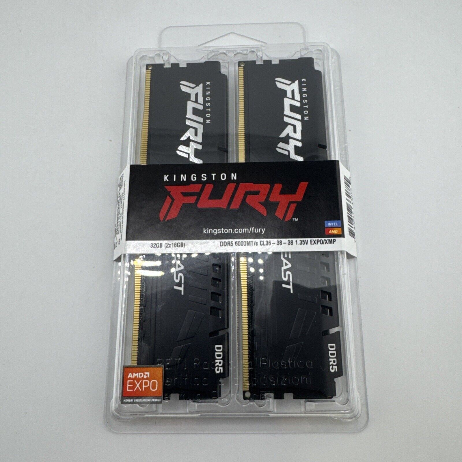 Kingston Fury Beast 32GB (2x16GB) 6000MT/s DDR5 CL36 Desktop RAM Kit of 2 AMD
