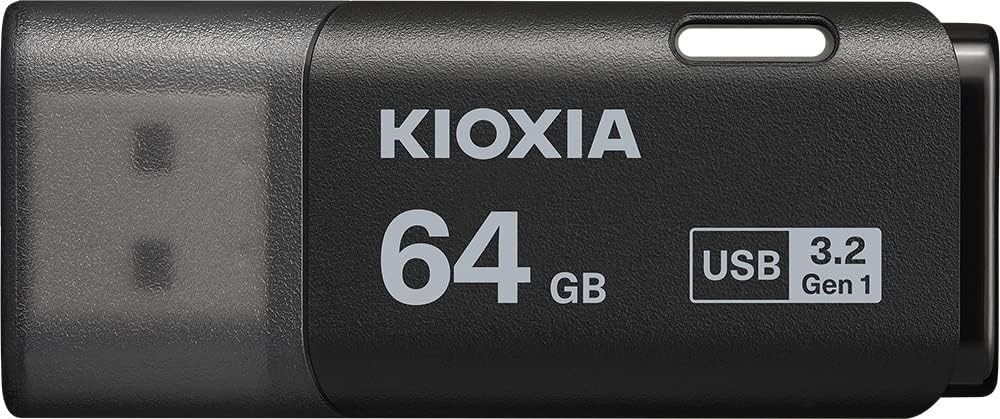 KIOXIA Flash Memory USB 3.2 Gen 1 KLU301A064GK Cap Type 64GB Black JPN
