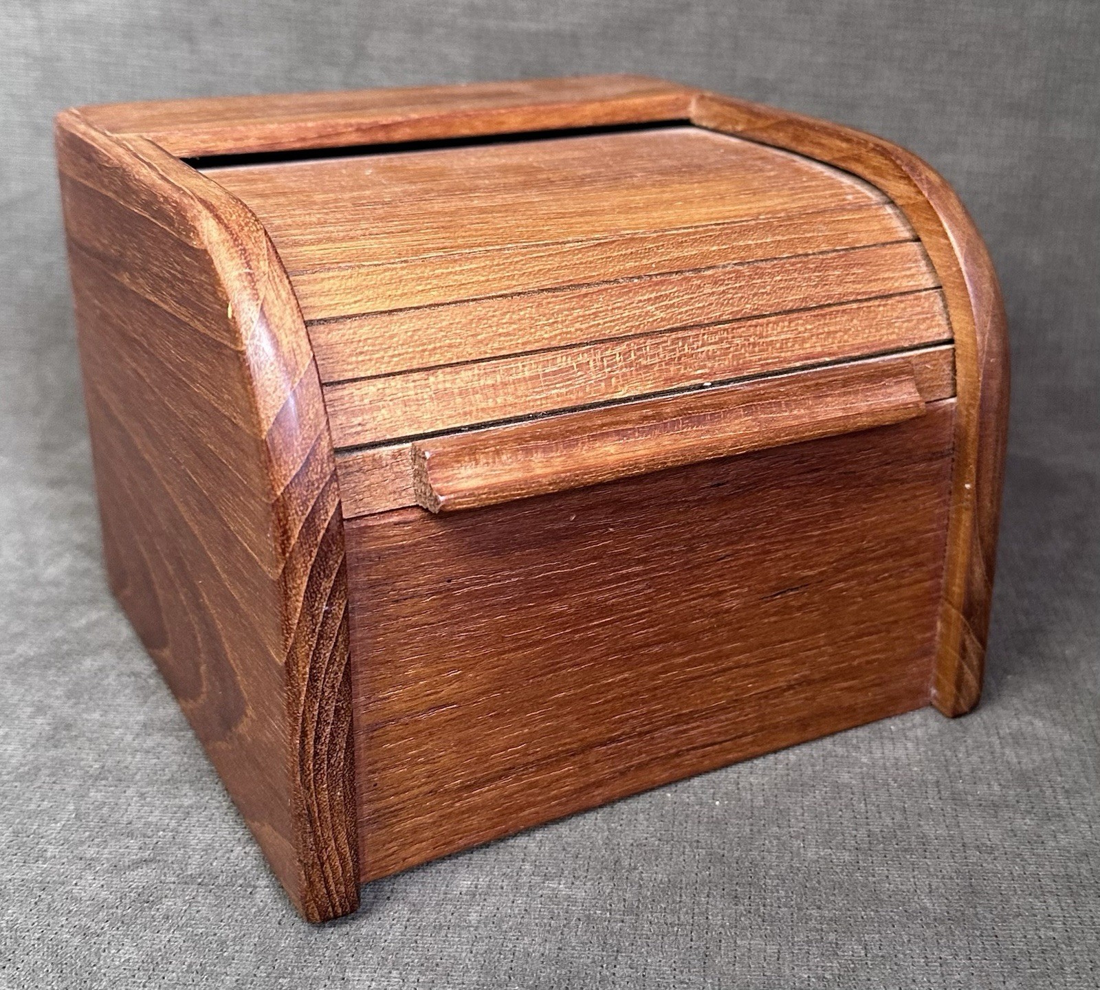 Vintage MCM Kalmar Designs Teak Wood Roll-Top Tambor Storage Access Desk Box