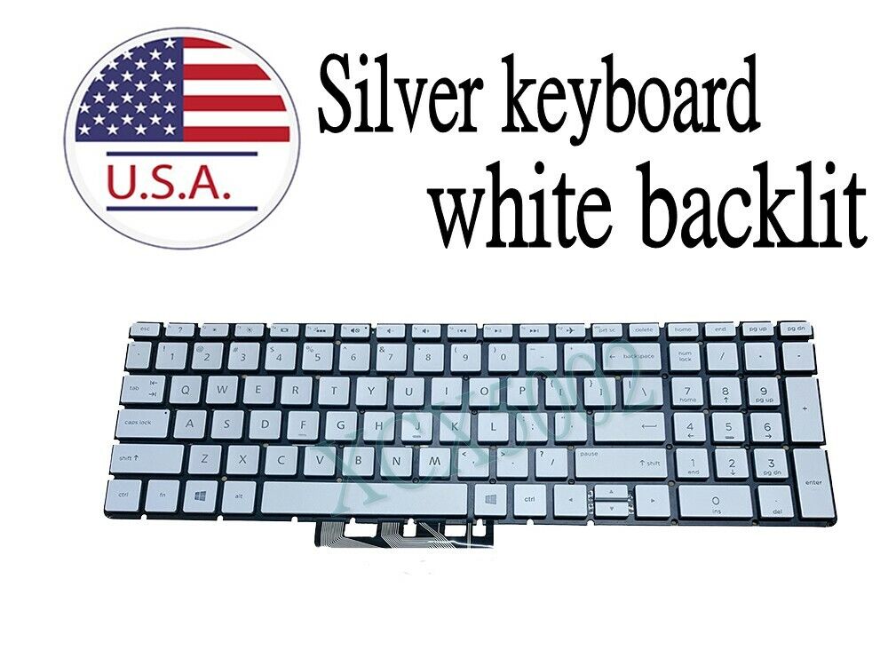 New HP 15-dw2057cl 15-dw0037wm 15-dw3063st 15-dw2025cl Backlit keyboard Silver