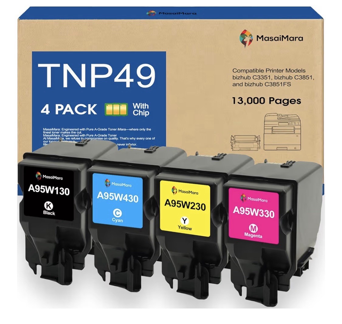 TNP49 TNP-49 4PK Toner Cartridge for Konica Minolta Bizhub C3351 C3851 C3851FS