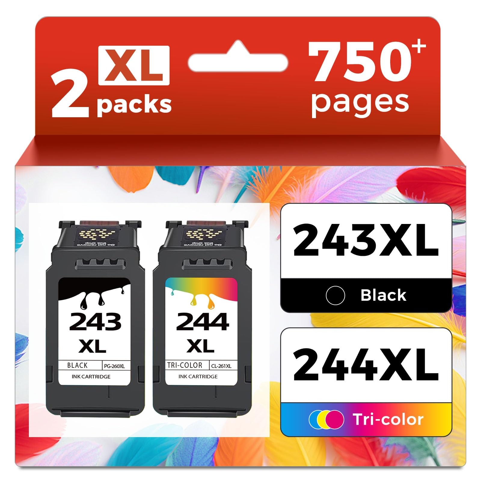 243 244 XL Ink Cartridge Replacement for Canon Ink 243XL 244XL PG-243 CL-244 ...