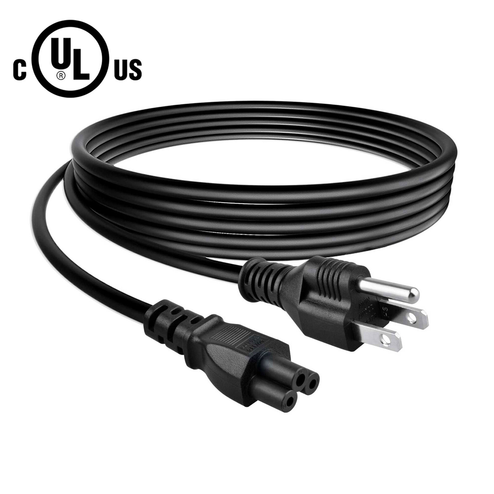 5ft UL AC Power Cord Cable For IEC-60320 IEC320 C5 to NEMA 5-15P US Plug 3-Prong