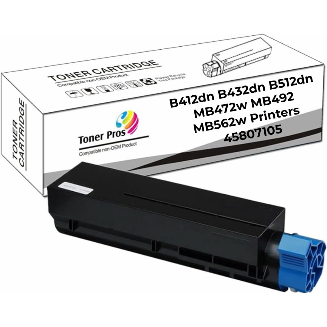 Toner Pros Replacement Okidata 45807105 Toner Cartridge - Black High Yield