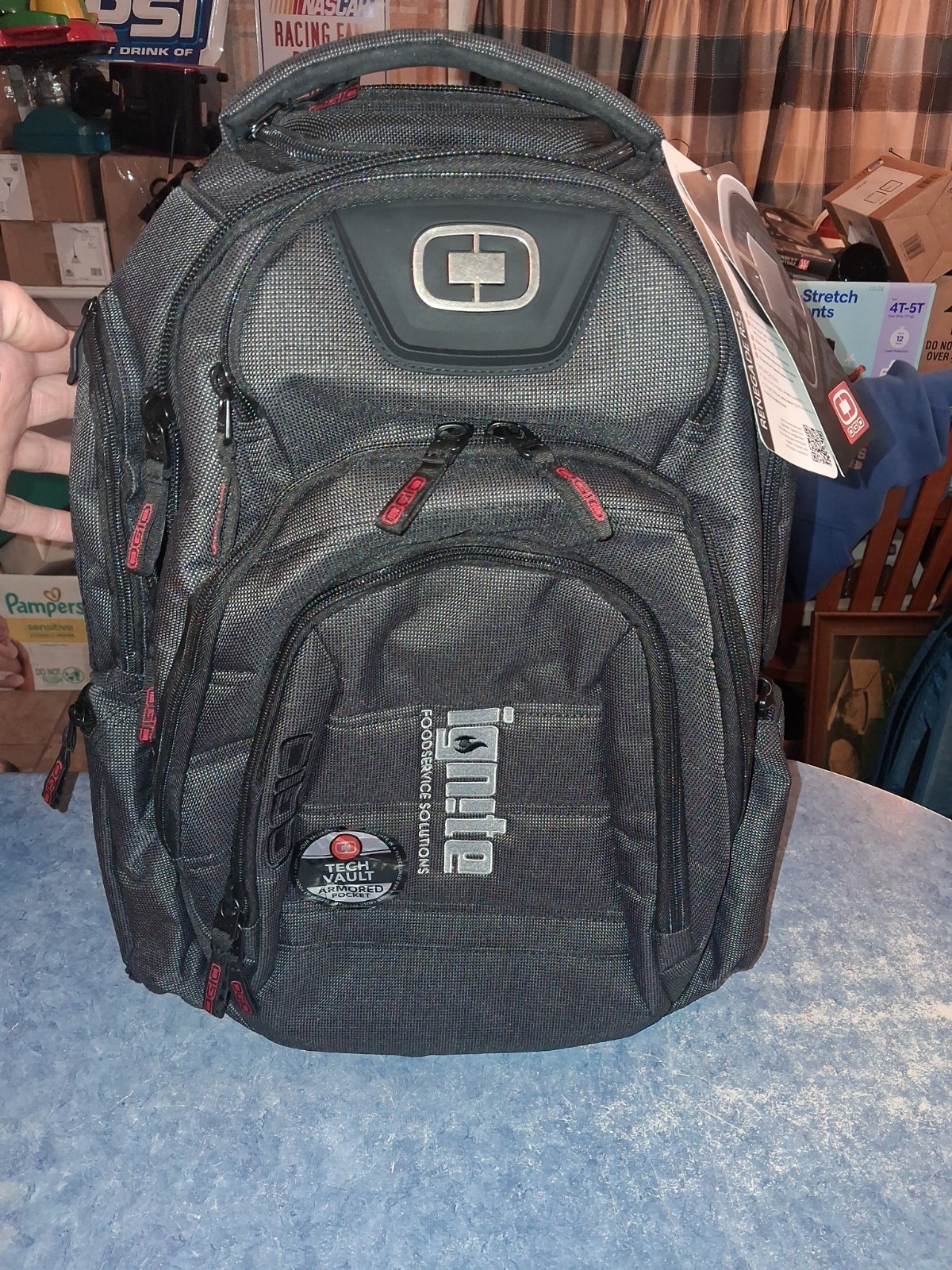 OGIO Renegade RSS Laptop Backpack Large Black Pindot Armor Protected New W/Tags 