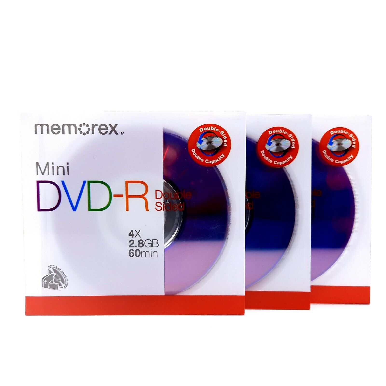 3-Pack Memorex Mini DVD-R 4X 2.8 GB 60Min NEW