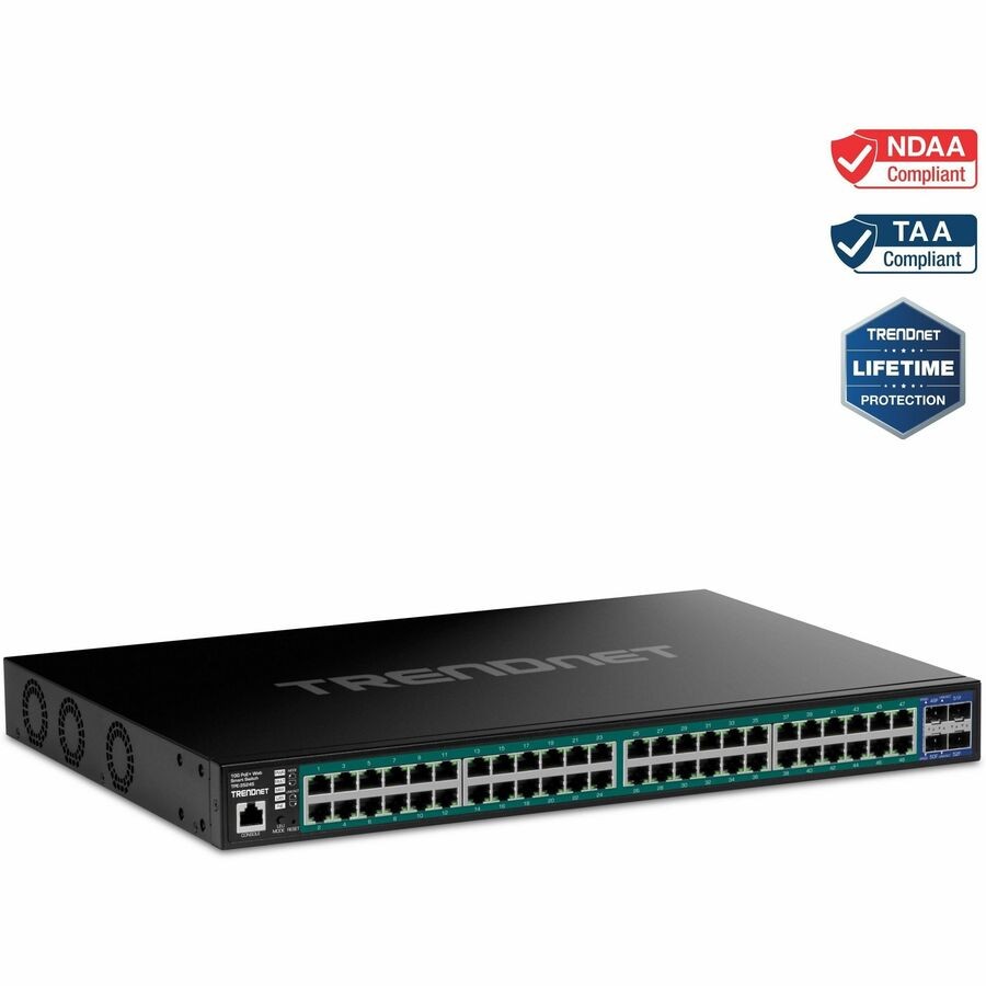 TRENDnet 52-Port Gigabit Web Smart PoE+ Switch with 10G SFP+ Ports, TPE-3524S,