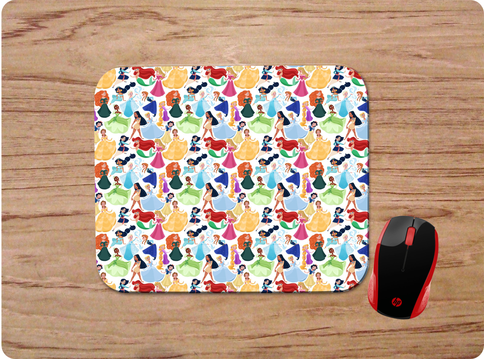 DISNEY PRINCESS COLLAGE UNIQUE ART CUSTOM NON-SLIP NEOPRENE MOUSE PAD