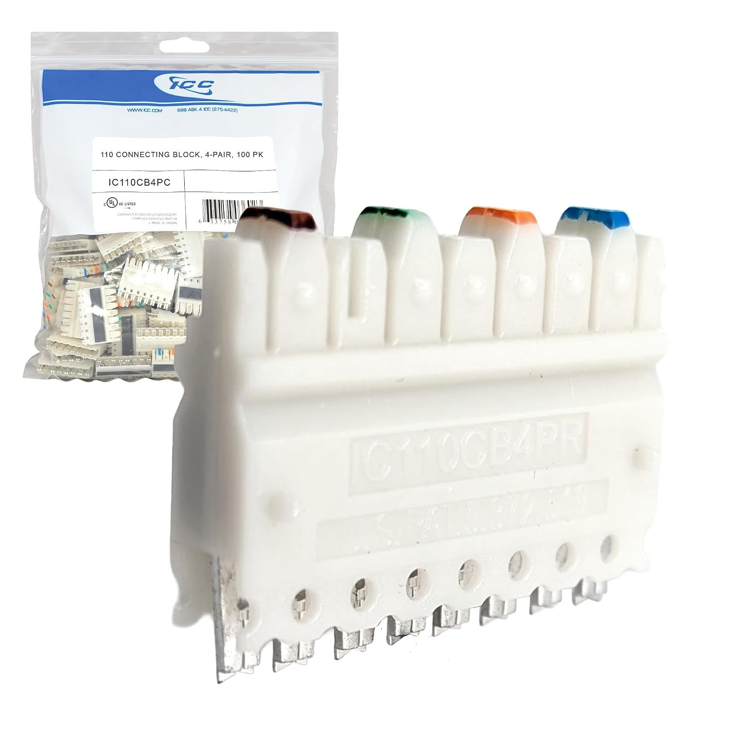 110 Connecting Block, 4-Pair IDC Cross Connect, 100-Pack