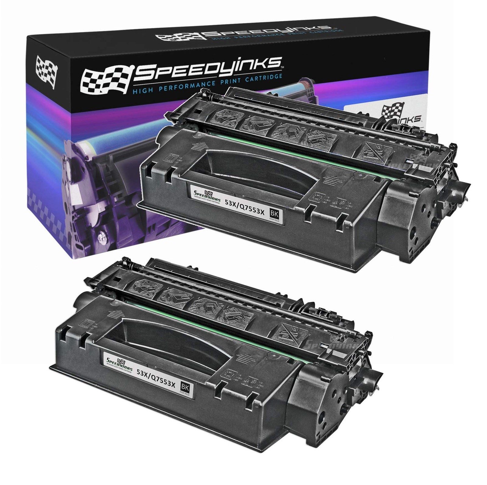 SPEEDYINKS Reman Toner Cartridge Replacement HP 53X Q7553X HY (Black, 2PK)