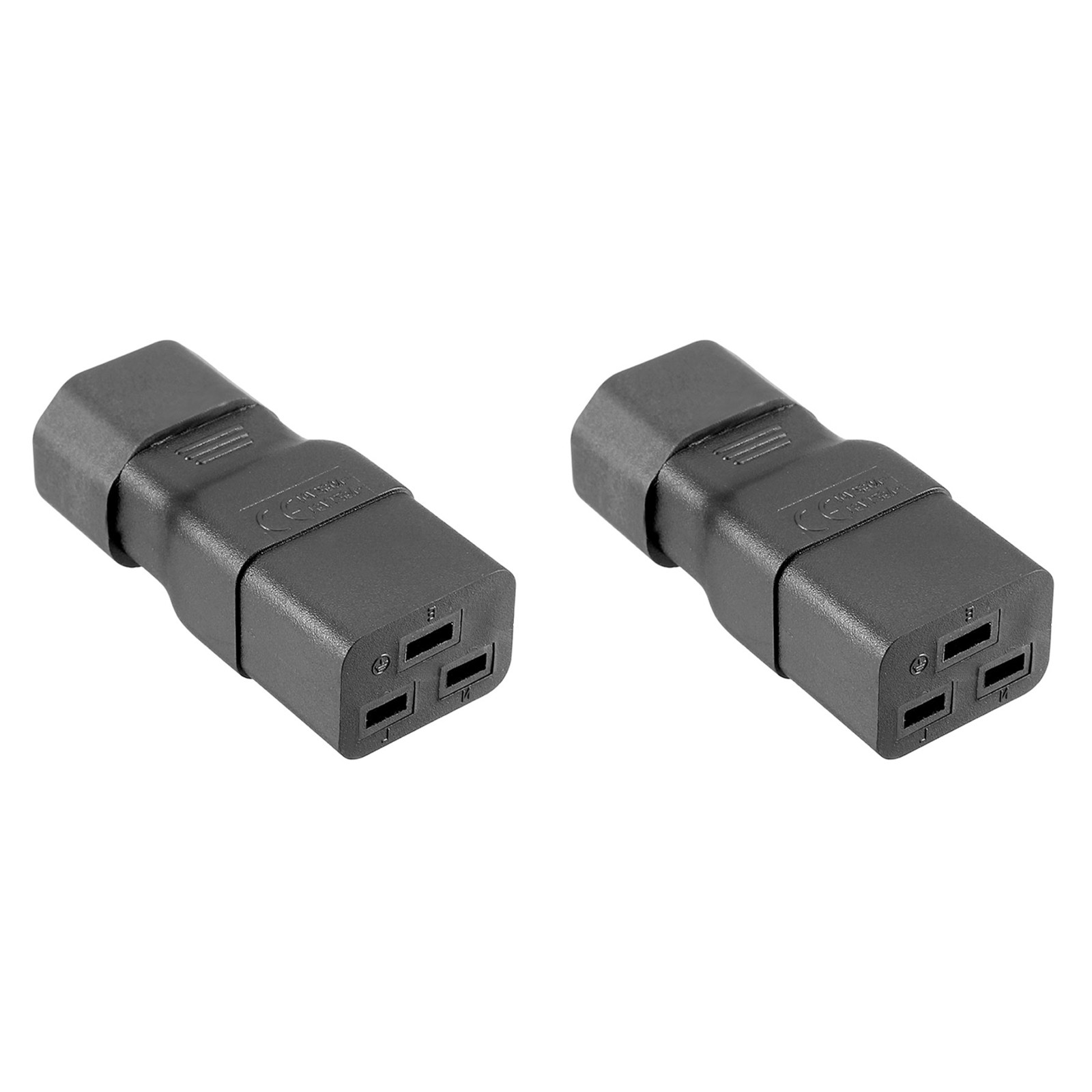 IEC320 Male C14 to Female C19 Adapter Power Convert Socket 2.6x1.1x0.8" 2Pcs