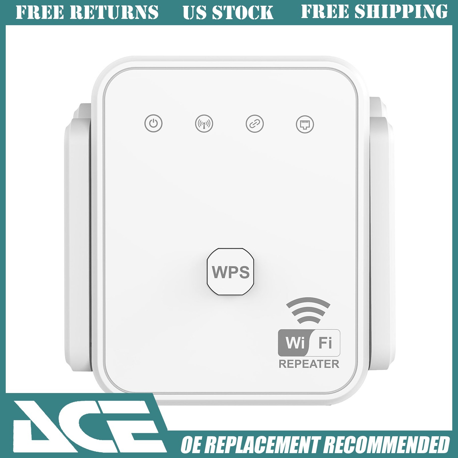 300M Wireless Internet Repeater WiFi Extender Signal Booster 2.4GHz White