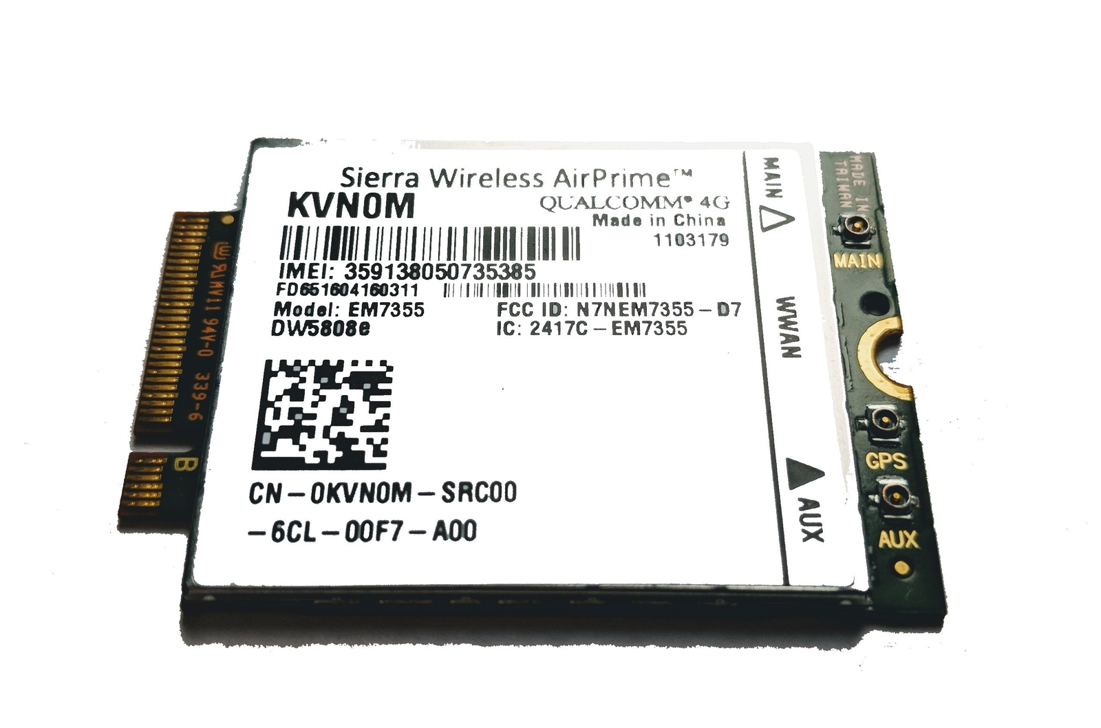 Dell Sierra Wireless Qualcomm 4G LTE WWAN Module Card EM7355 KVN0M 0KVN0M