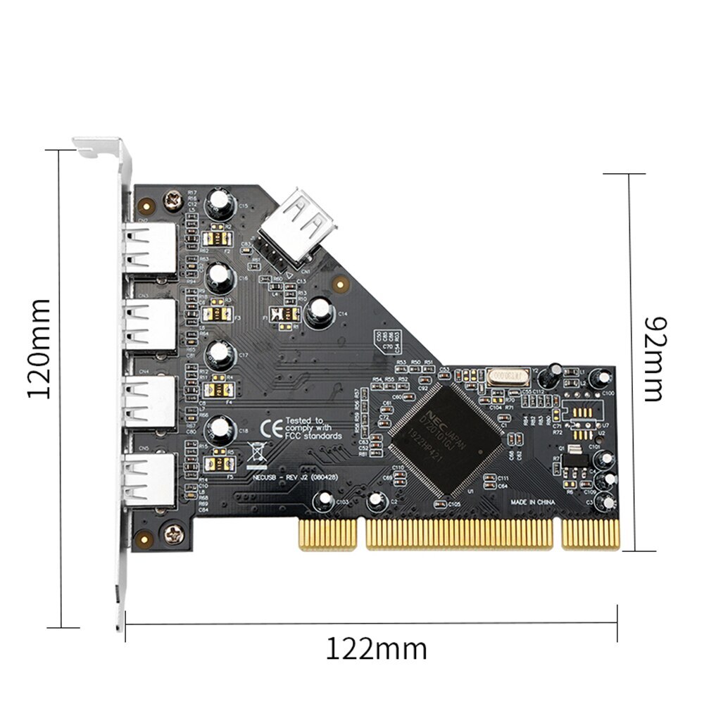 PCI To USB Expansion Card 4+1 USB2.0 98SE/Me/2000/XP 32-bit/XP/Win7/Win8