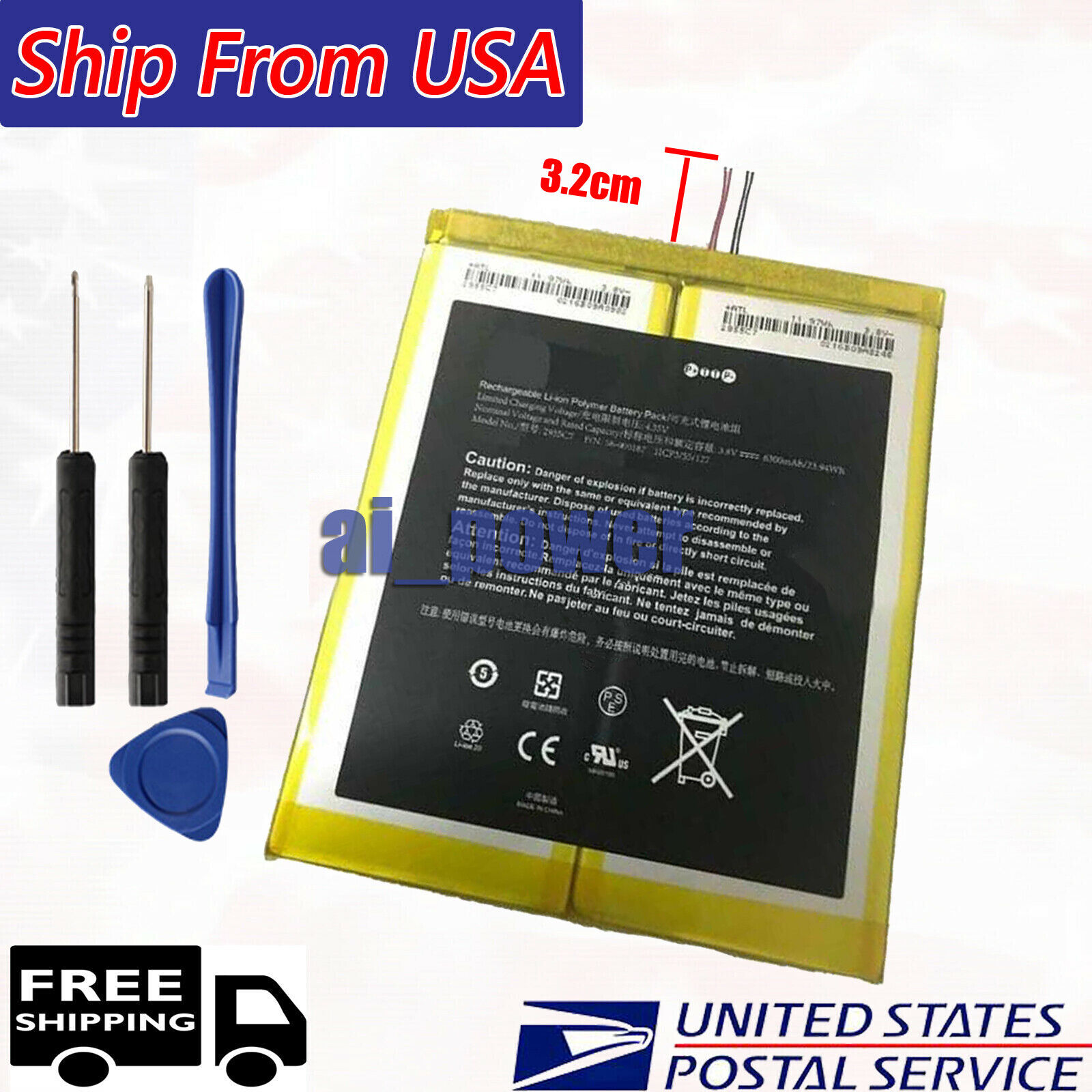 58-000280 6300mAh Battery For Amazon Kindle Fire HD 10.1 7th 2955C7 SL056ZE 
