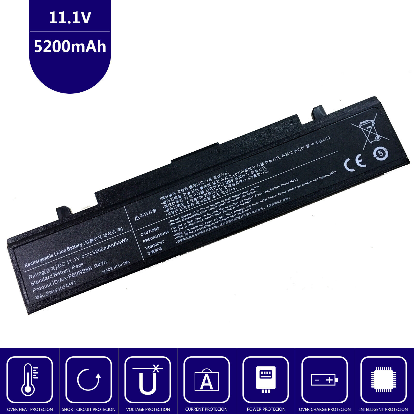 Battery for Samsung NP300E5C-U01ES NP550P7C-T0ADE NP550P7C-S0GDE NT-R580